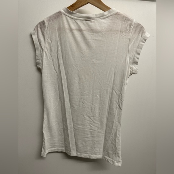 Exist V Neck Slub Sheer Tee Shirt White (S) - Picture 2 of 6